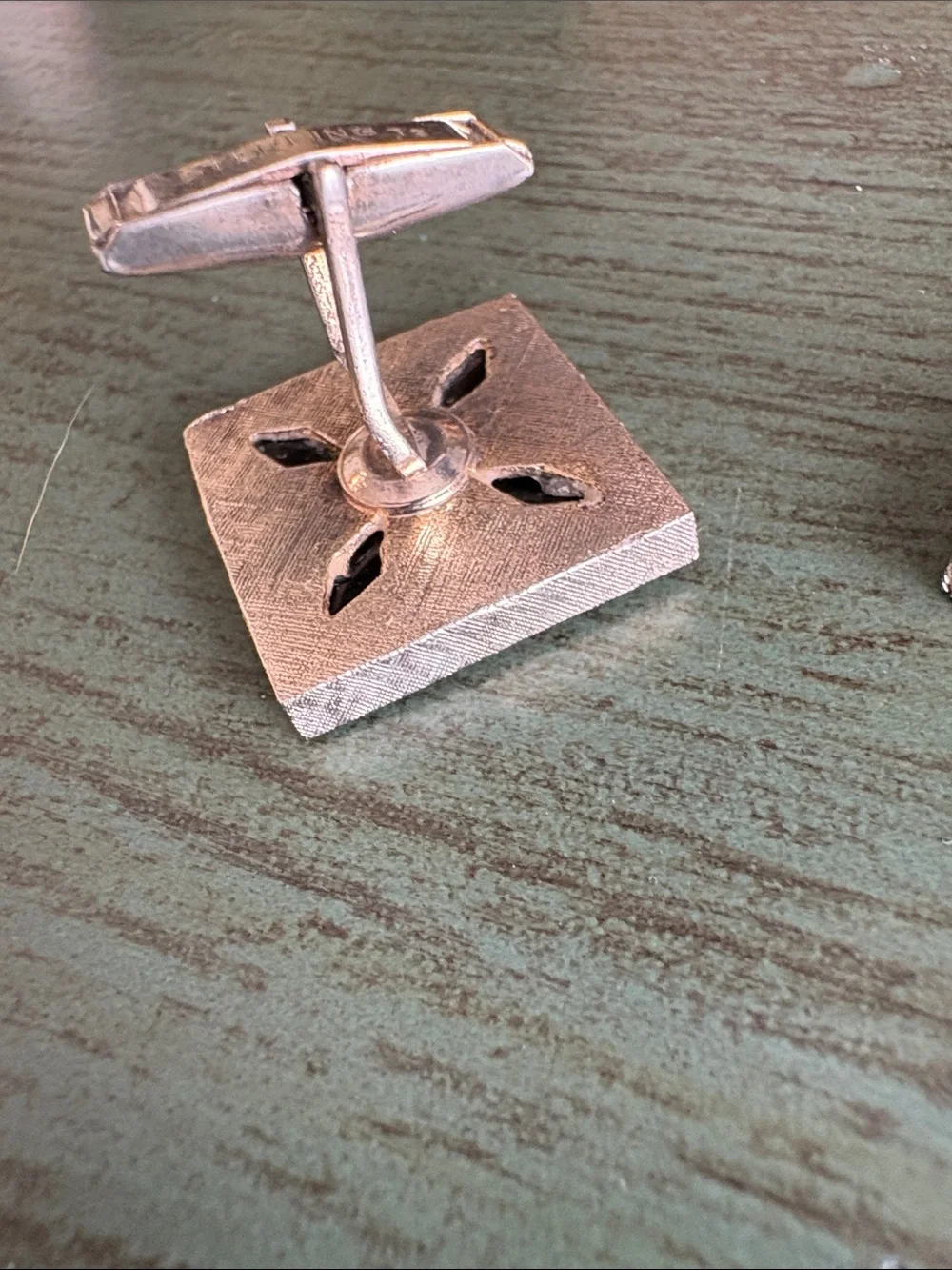 Vintage Sterling Silver Genuine Opal Mosaic Square Cufflinks Estate Jewelry